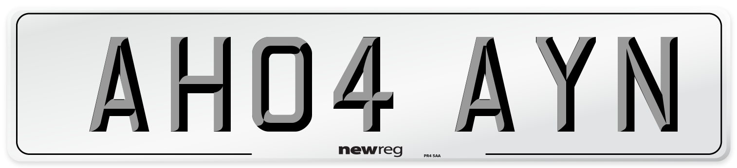 AH04 AYN Number Plate from New Reg
